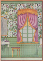 Modern bath room with glazed wall-paper